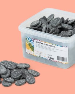 S-märke Supersalt Bland-selv slik i kasser 2 kg