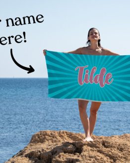 Personligt Badehåndklæde med Navn - Solstråler